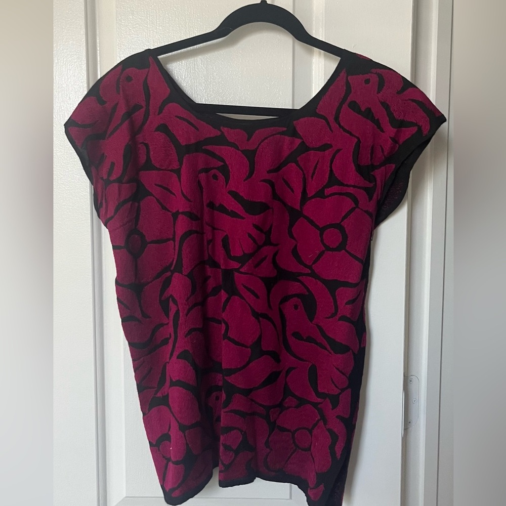 Mexican Silk Thread Woven Dove & Flower Top